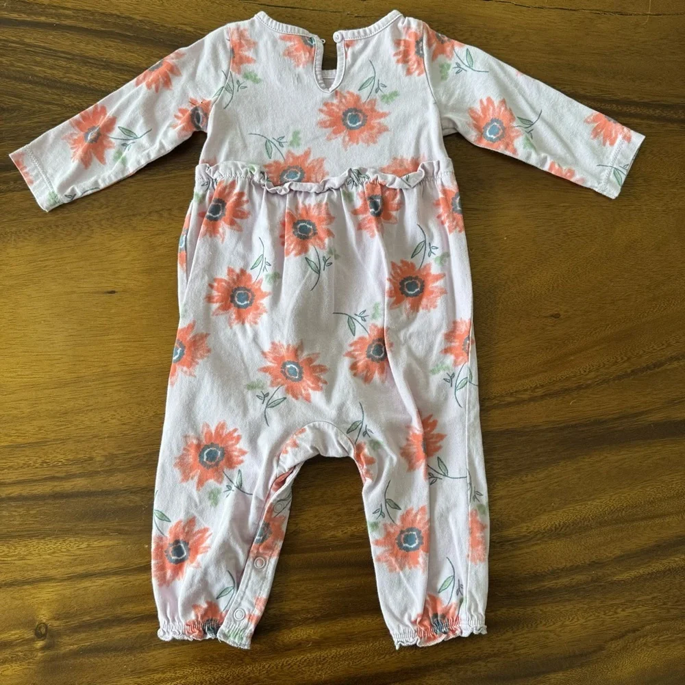 Carter's Long Sleeve Floral Cotton Baby Romper 9M